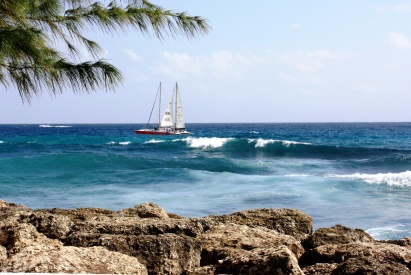 A sailboat off the coast of Barbados, March 2010